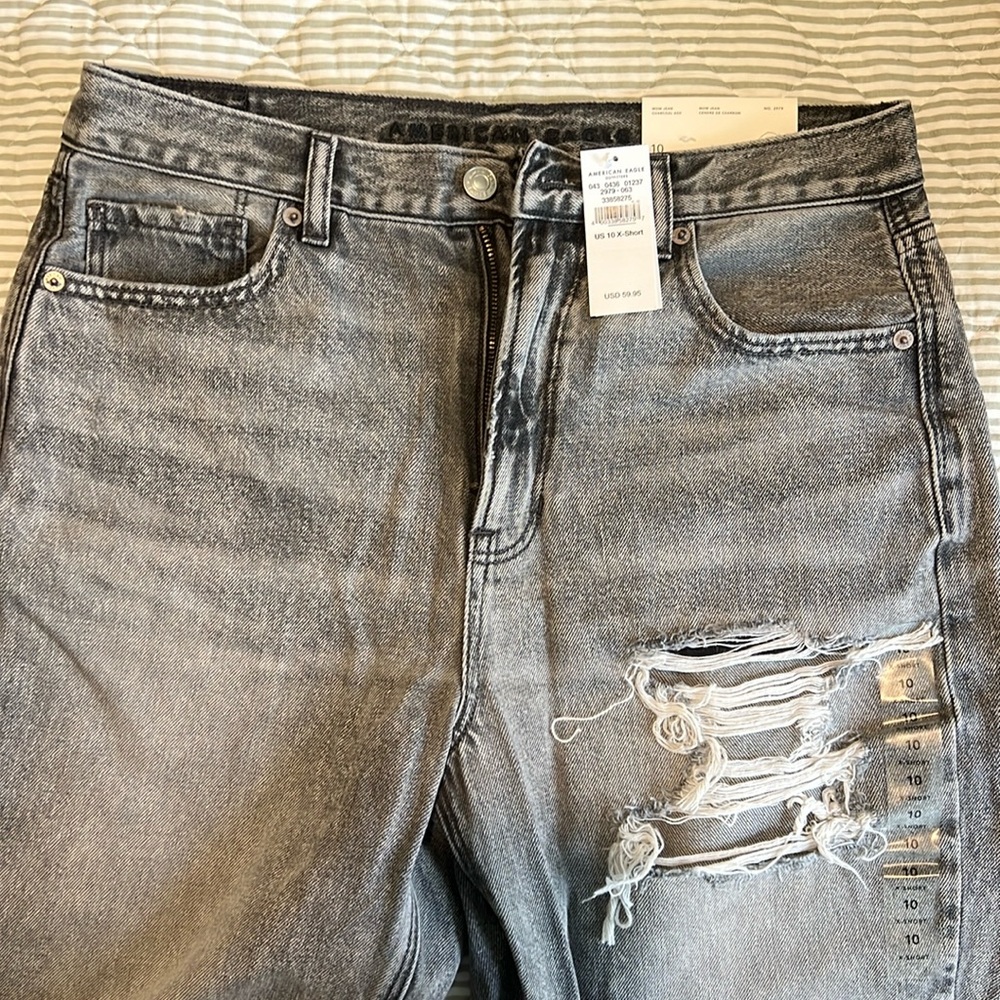 Charcoal ash wash, mom jean, size 10 X-SHORT